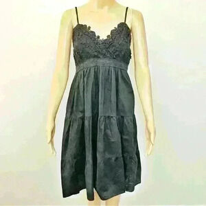 Vintage Baby Doll Boho Sexy Romantic Lace Camisole Cute A line Black Midi  Dress